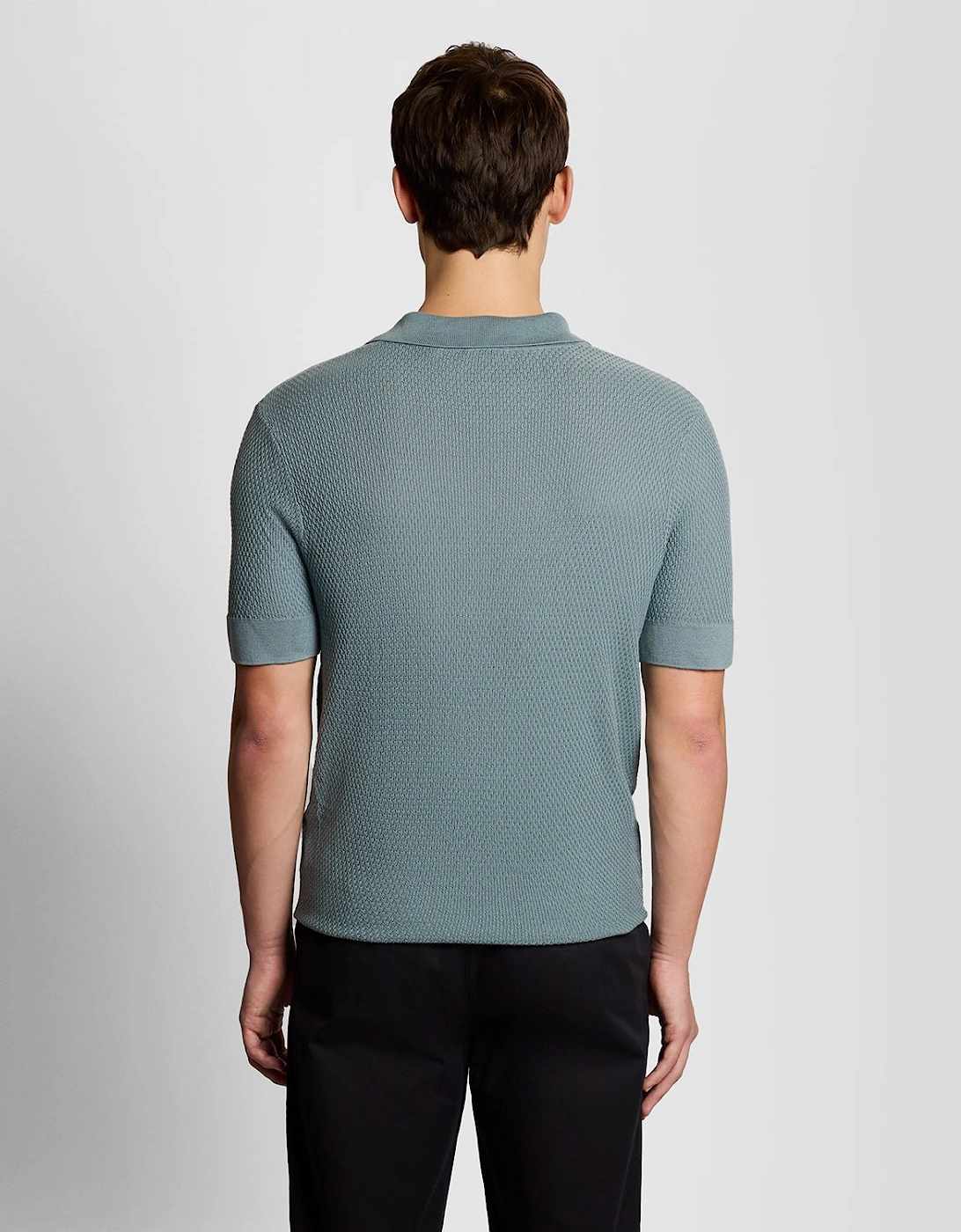 Open Collar Fine Knitted Polo Shirt