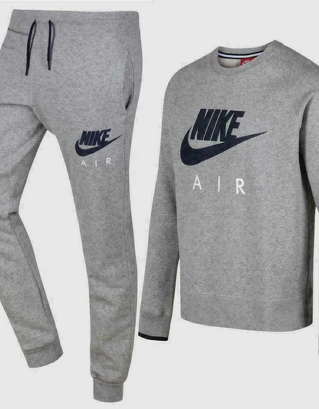 Nike Men's Grey Air Aw77 Fleece Crew Neck Jogsuit - Size: 42/Regular
