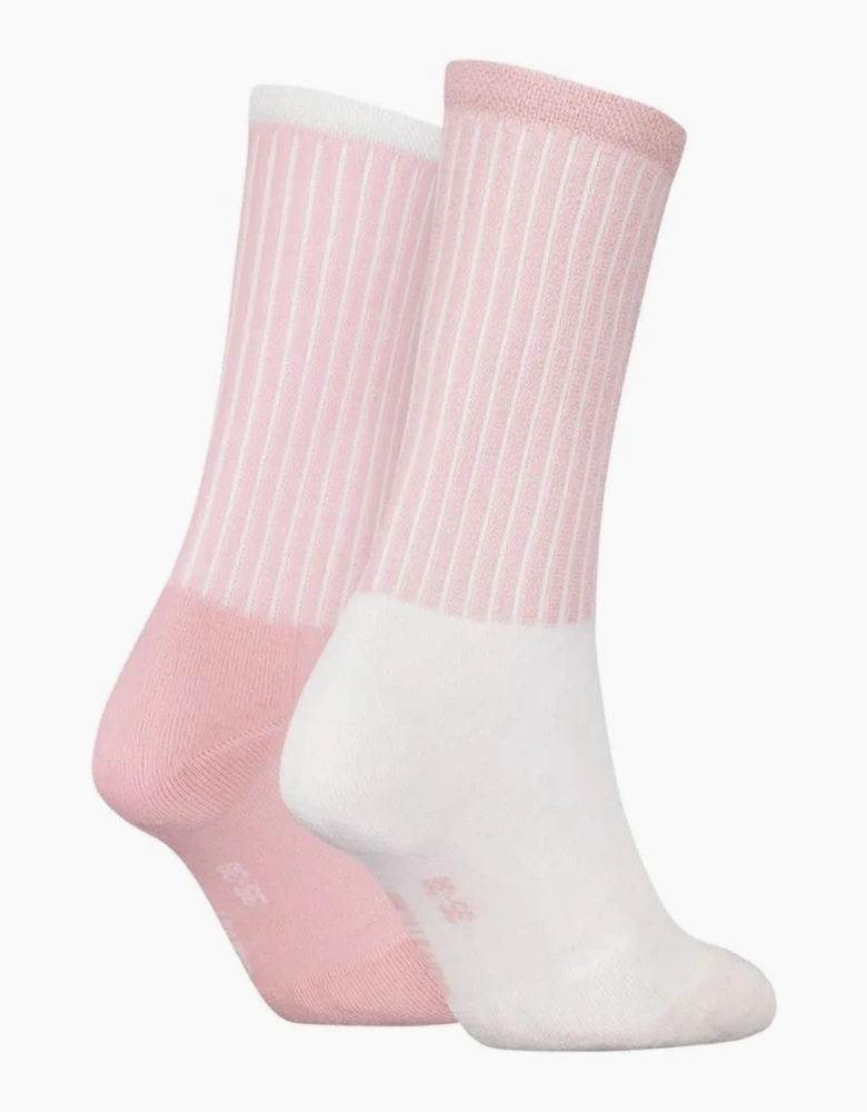 2-Pack CK Logo Women's Sports Socks, Pink/White
