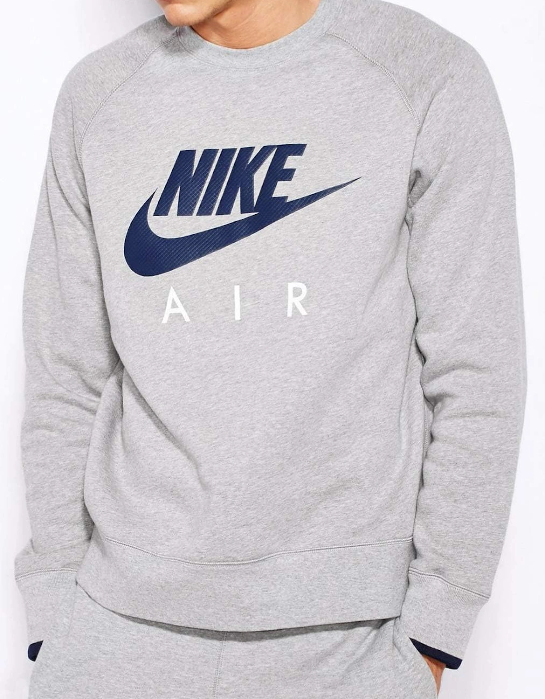 Men's Nike Air AW77 Men's Fleece Crew Sweatshirt Grey - Size: 40