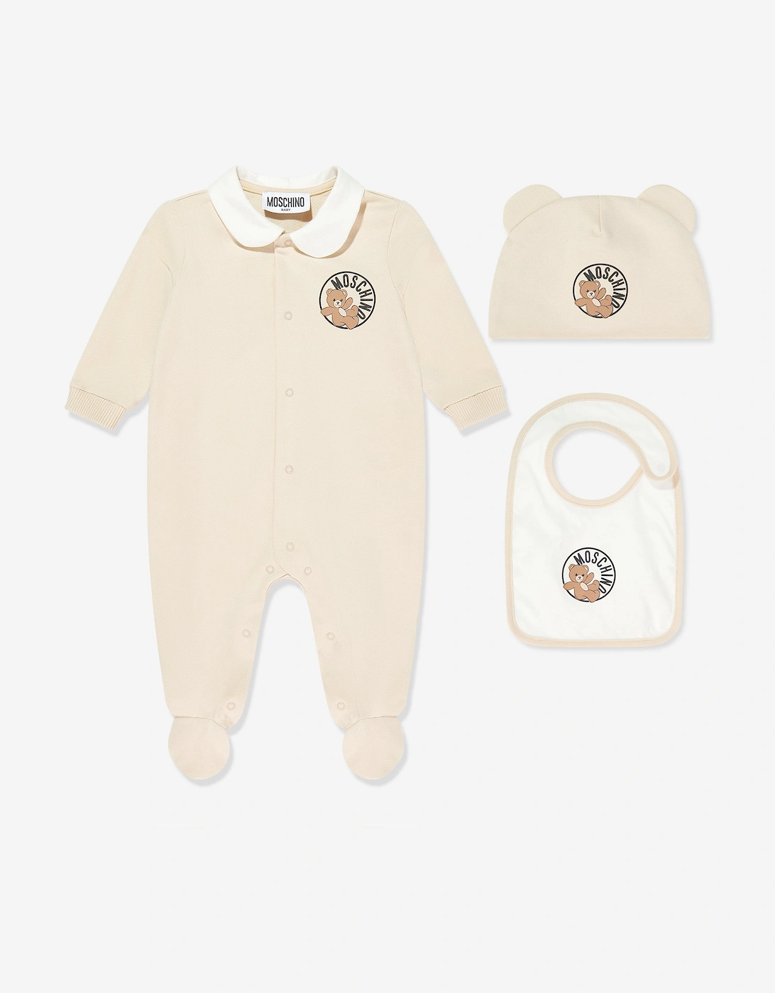 Baby Teddy Bear Logo Babygrow Set in Beige, 8 of 7