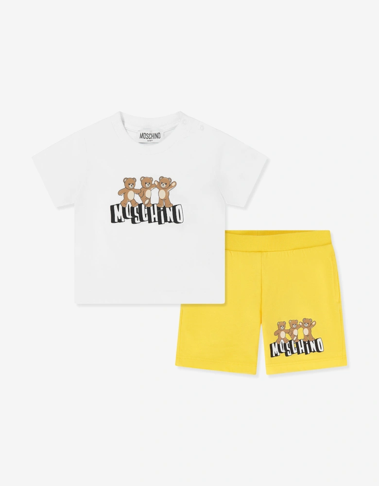 Baby Teddy Bear Logo Short Set in Yellow
