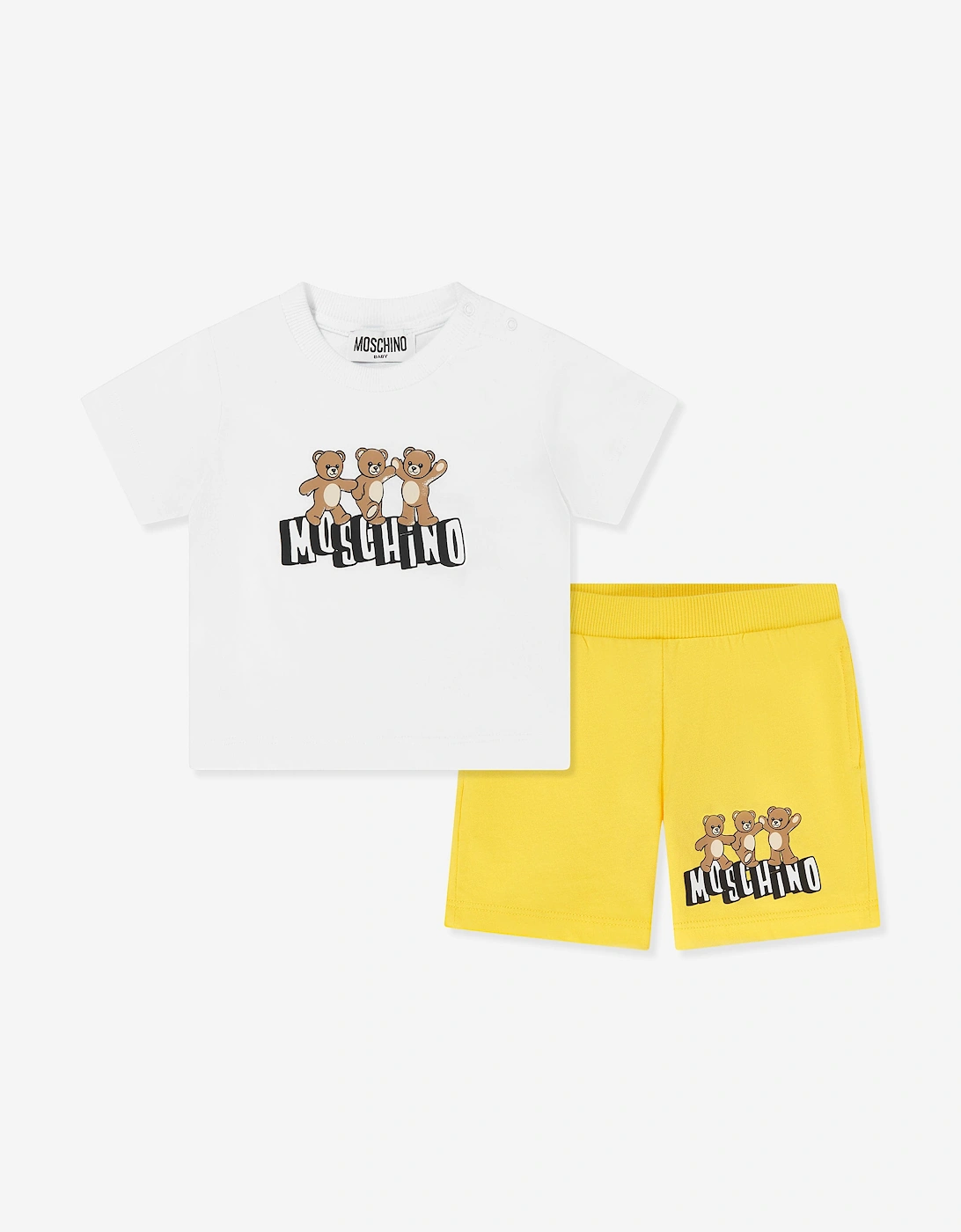 Baby Teddy Bear Logo Short Set in Yellow, 6 of 5