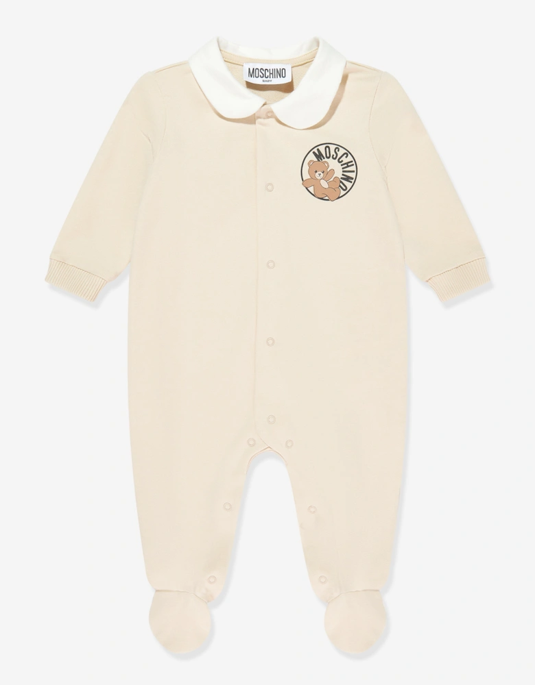 Baby Teddy Bear Logo Babygrow Set in Beige