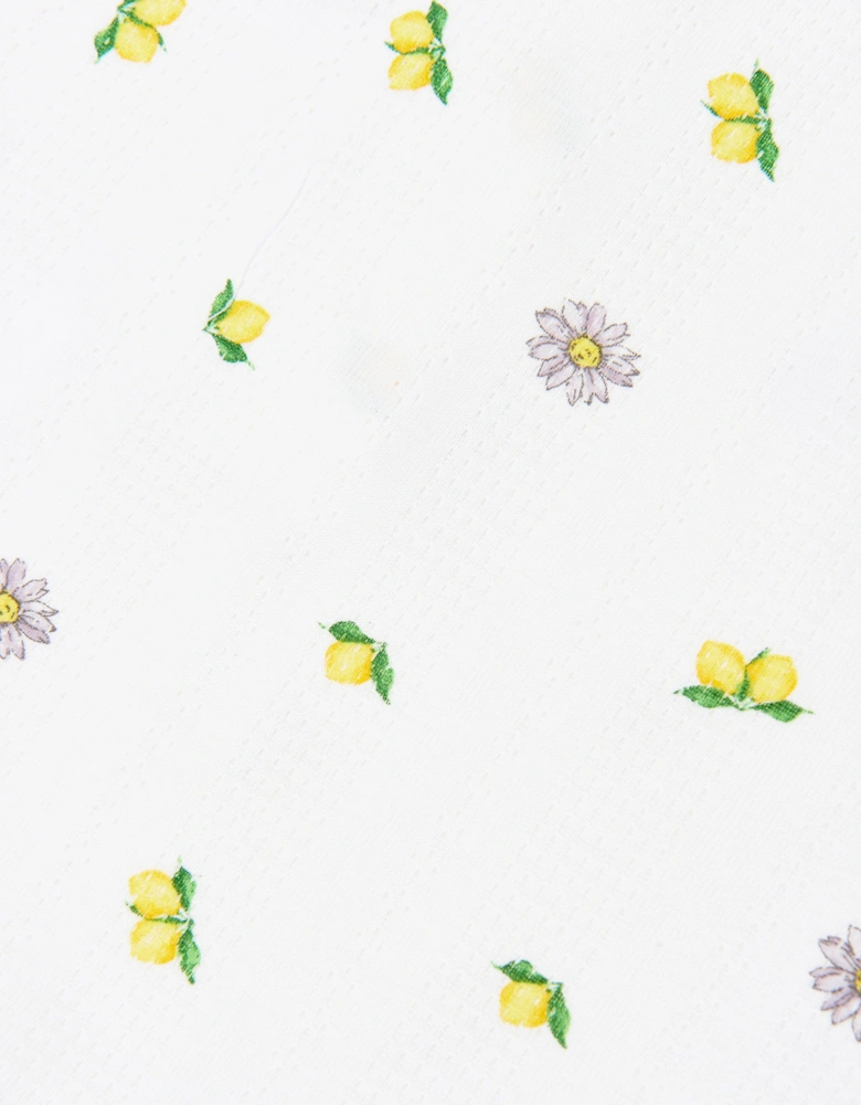 Girls Sleeveless Ribbed Lemons T-Shirt in White