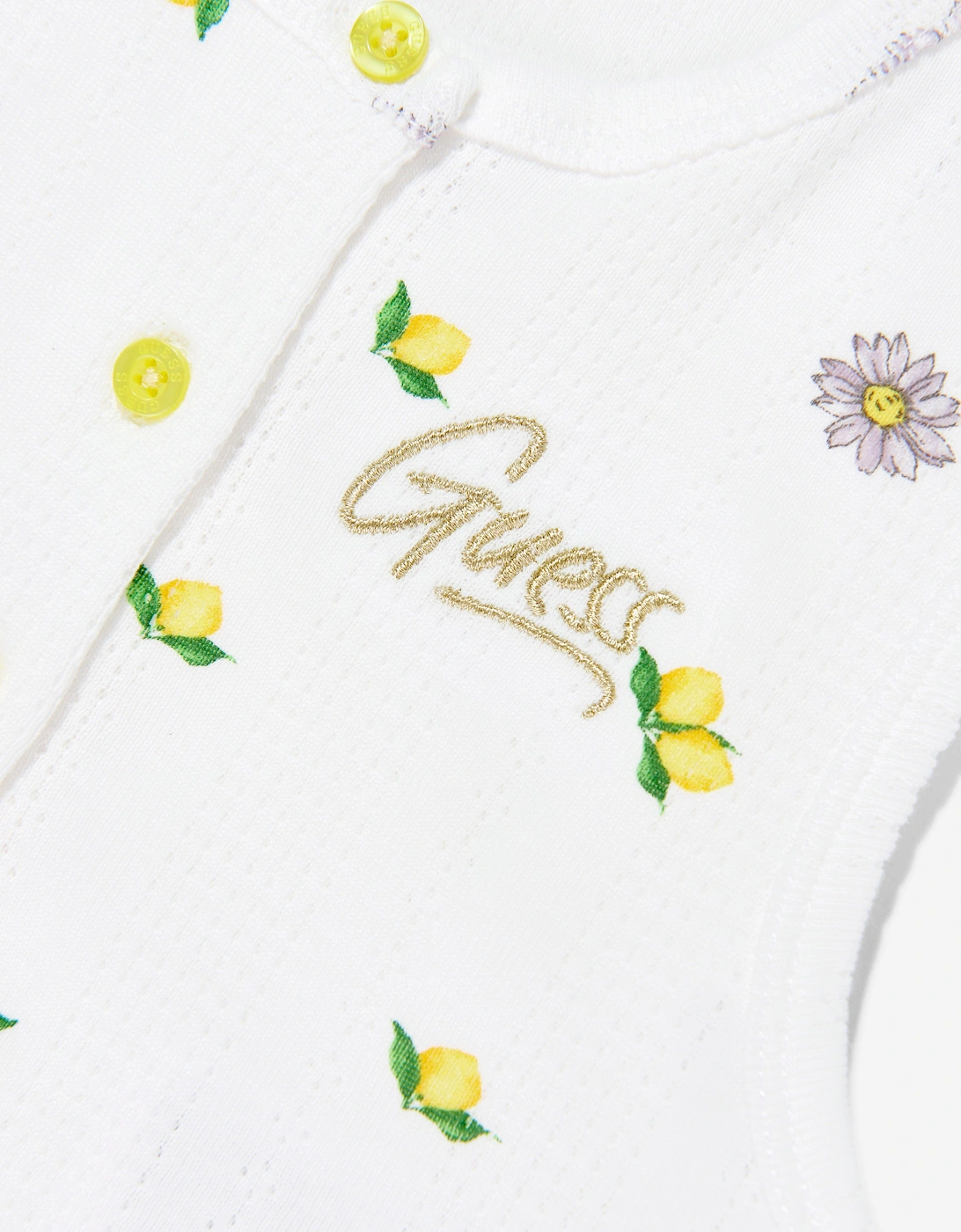 Girls Sleeveless Ribbed Lemons T-Shirt in White