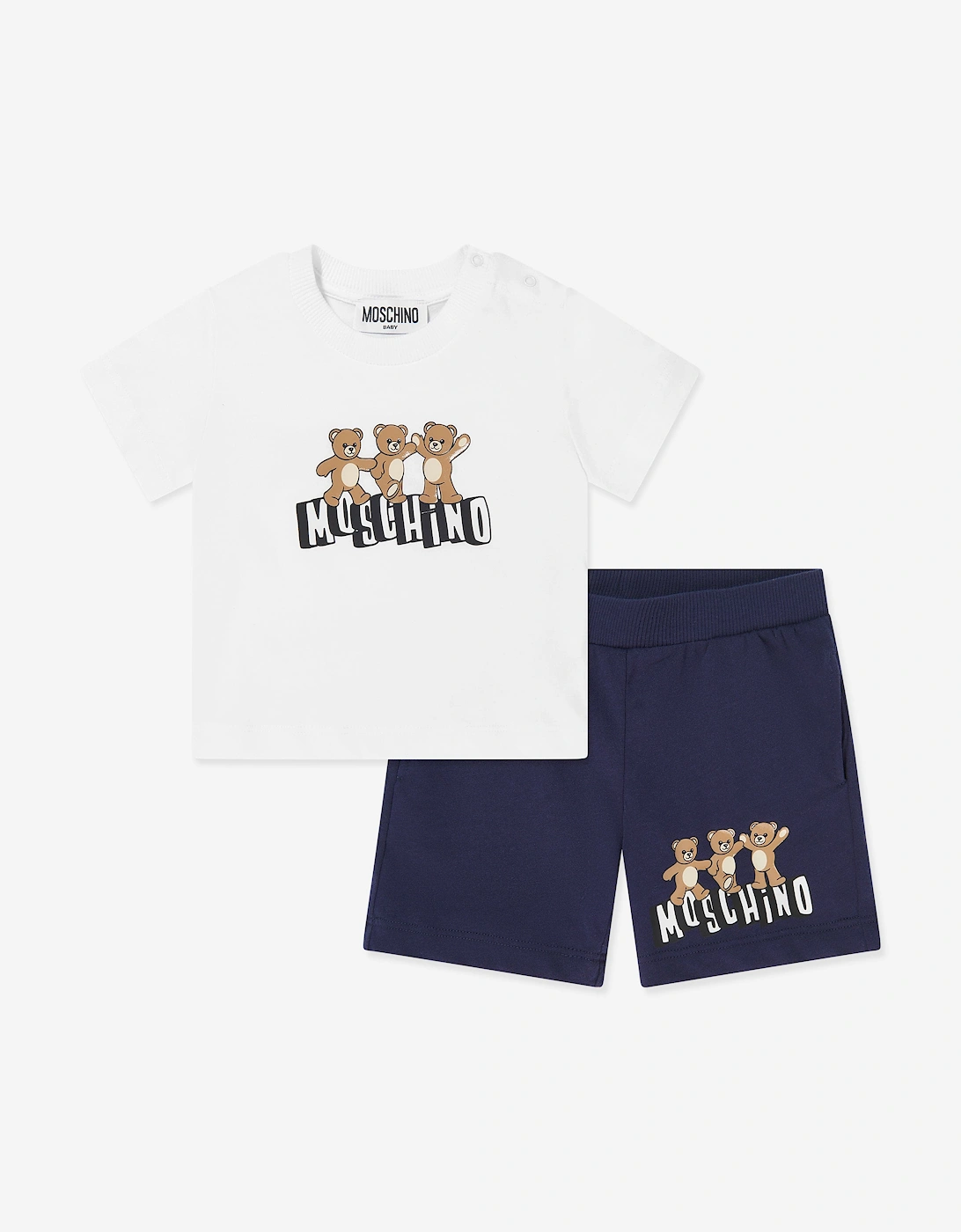 Baby Teddy Bear Logo Short Set in Navy, 6 of 5