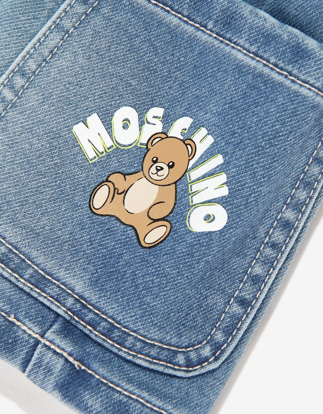 Baby Girls Teddy Bear Logo Denim Skirt in Blue
