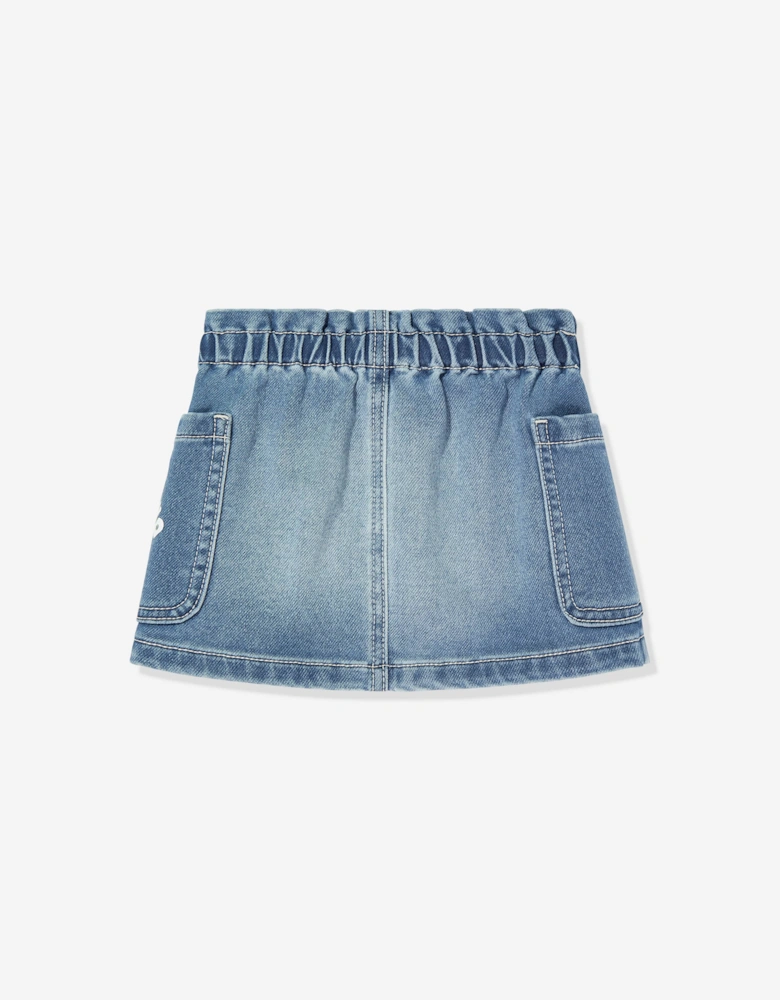 Baby Girls Teddy Bear Logo Denim Skirt in Blue