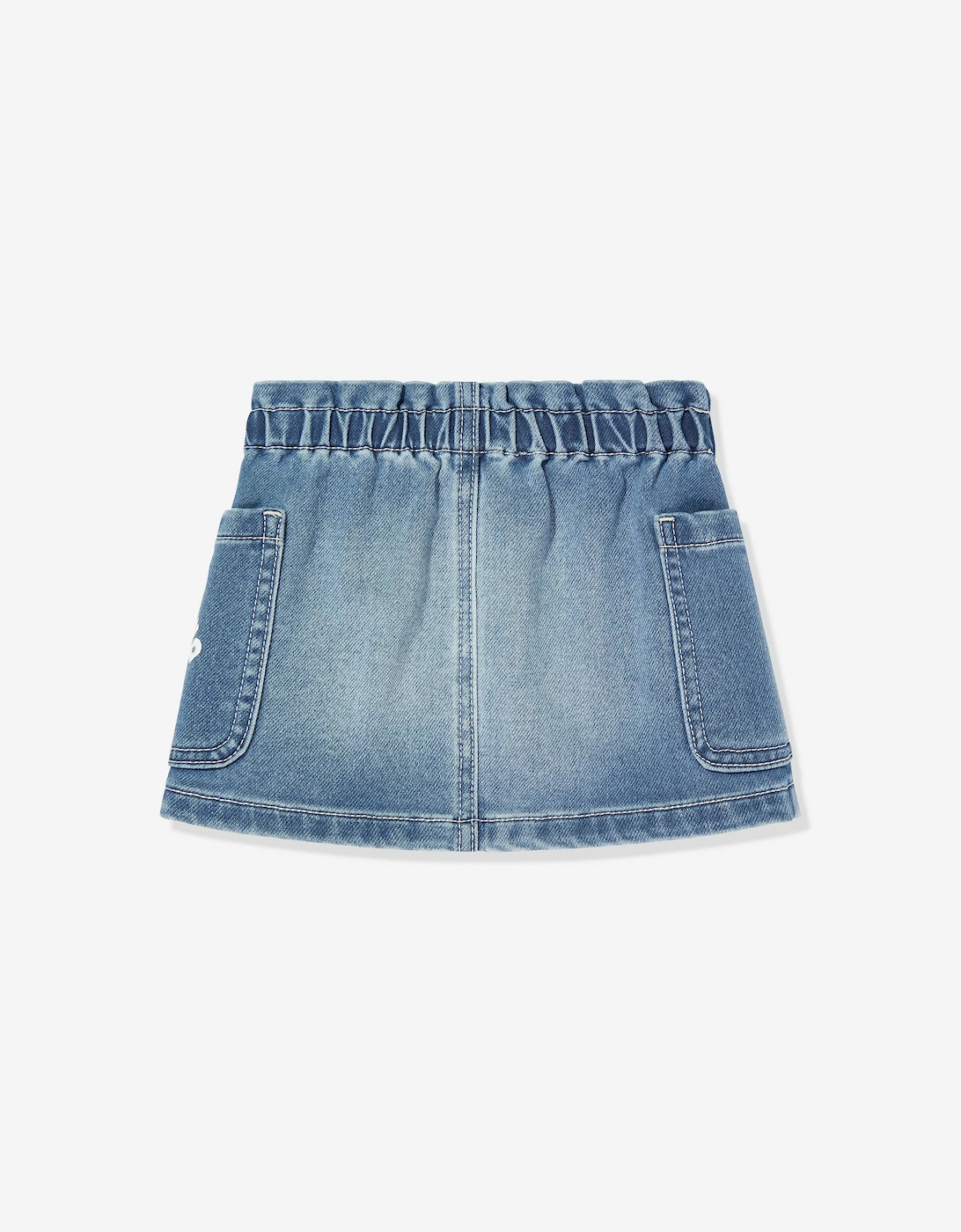 Baby Girls Teddy Bear Logo Denim Skirt in Blue