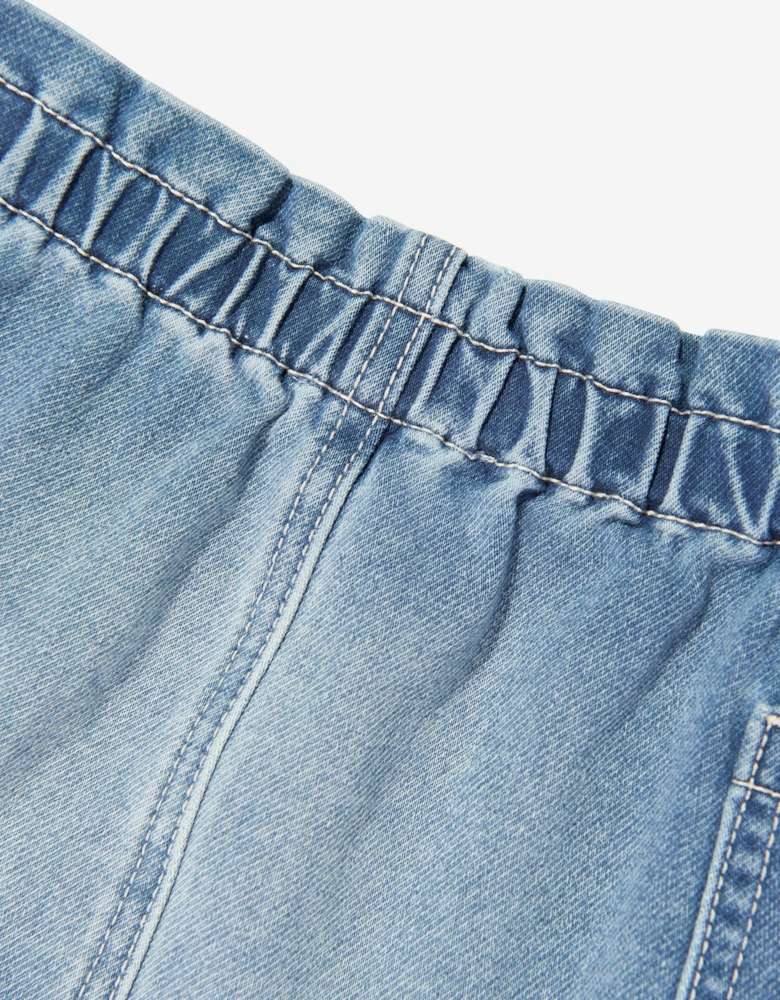 Baby Girls Teddy Bear Logo Denim Skirt in Blue