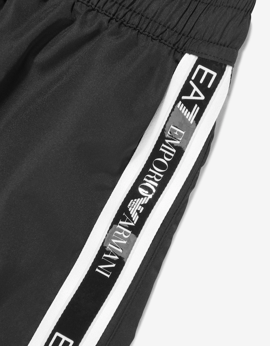 Emporio Armani Boys Logo Tape Swim Shorts in Black
