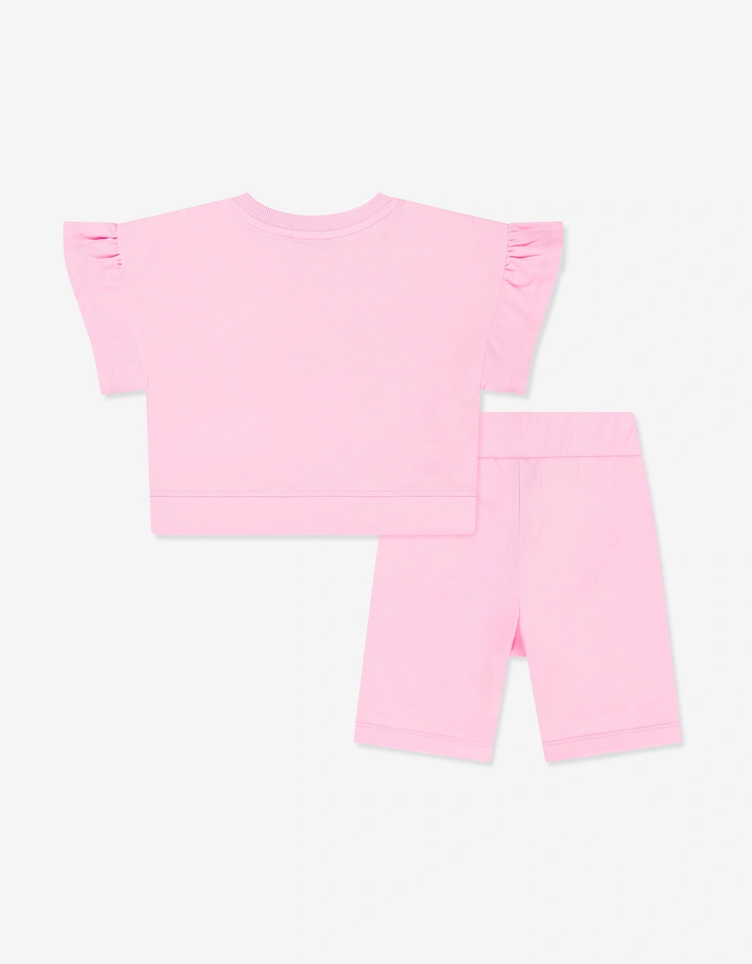 Girls Teddy Bear Logo Short Set in Pink