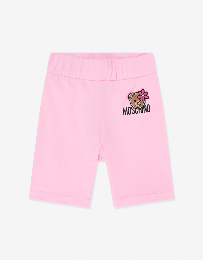 Girls Teddy Bear Logo Short Set in Pink