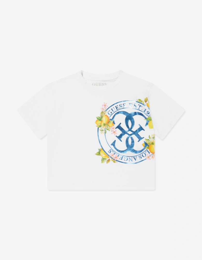 Girls Lemon Logo Midi T-Shirt in White