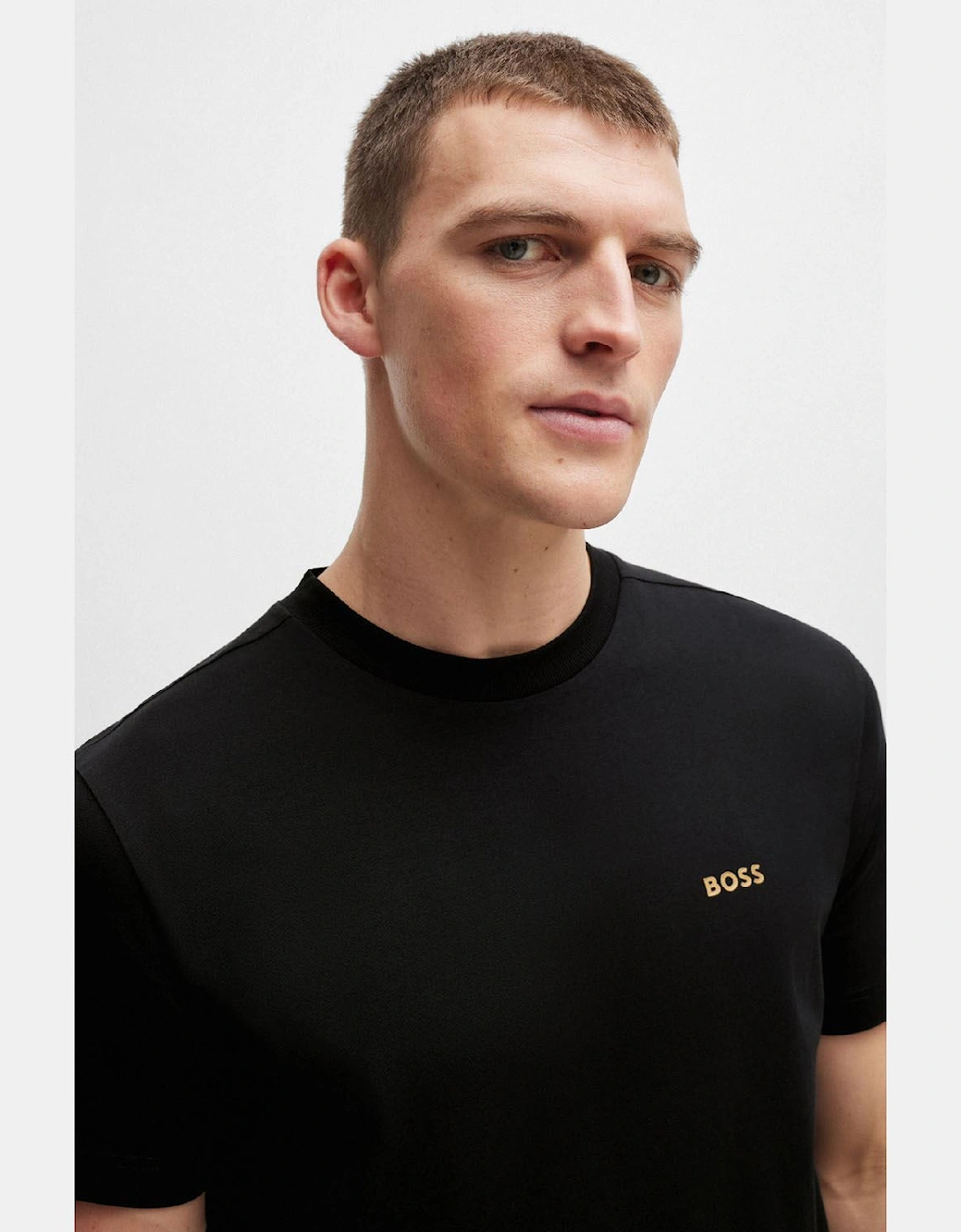 Contrast Logo T-Shirt - Stretch Cotton T-Shirt with Logo Detail
