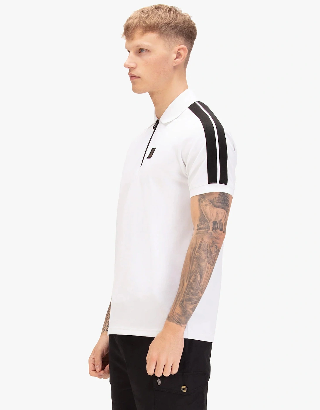 Luke1977 Caltech 1000 Zip Polo Shirt - White/ Black
