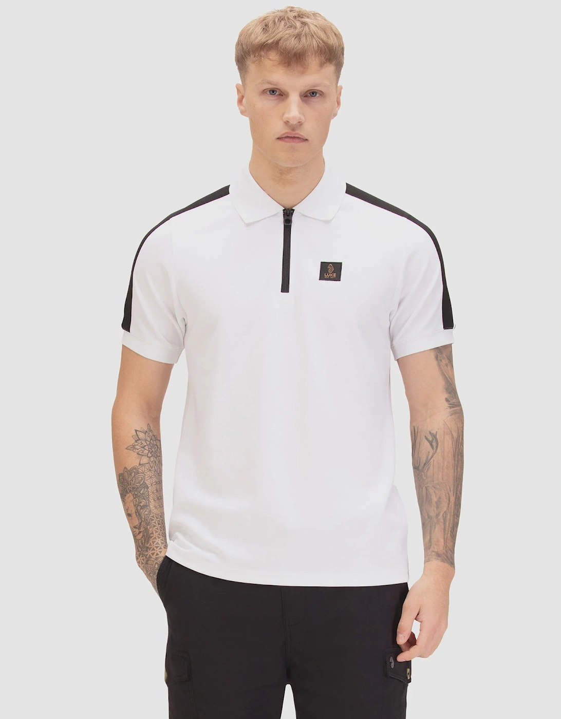 Luke1977 Caltech 1000 Zip Polo Shirt - White/ Black, 9 of 8
