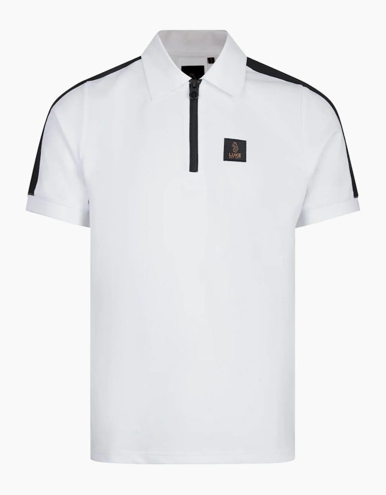 Luke1977 Caltech 1000 Zip Polo Shirt - White/ Black