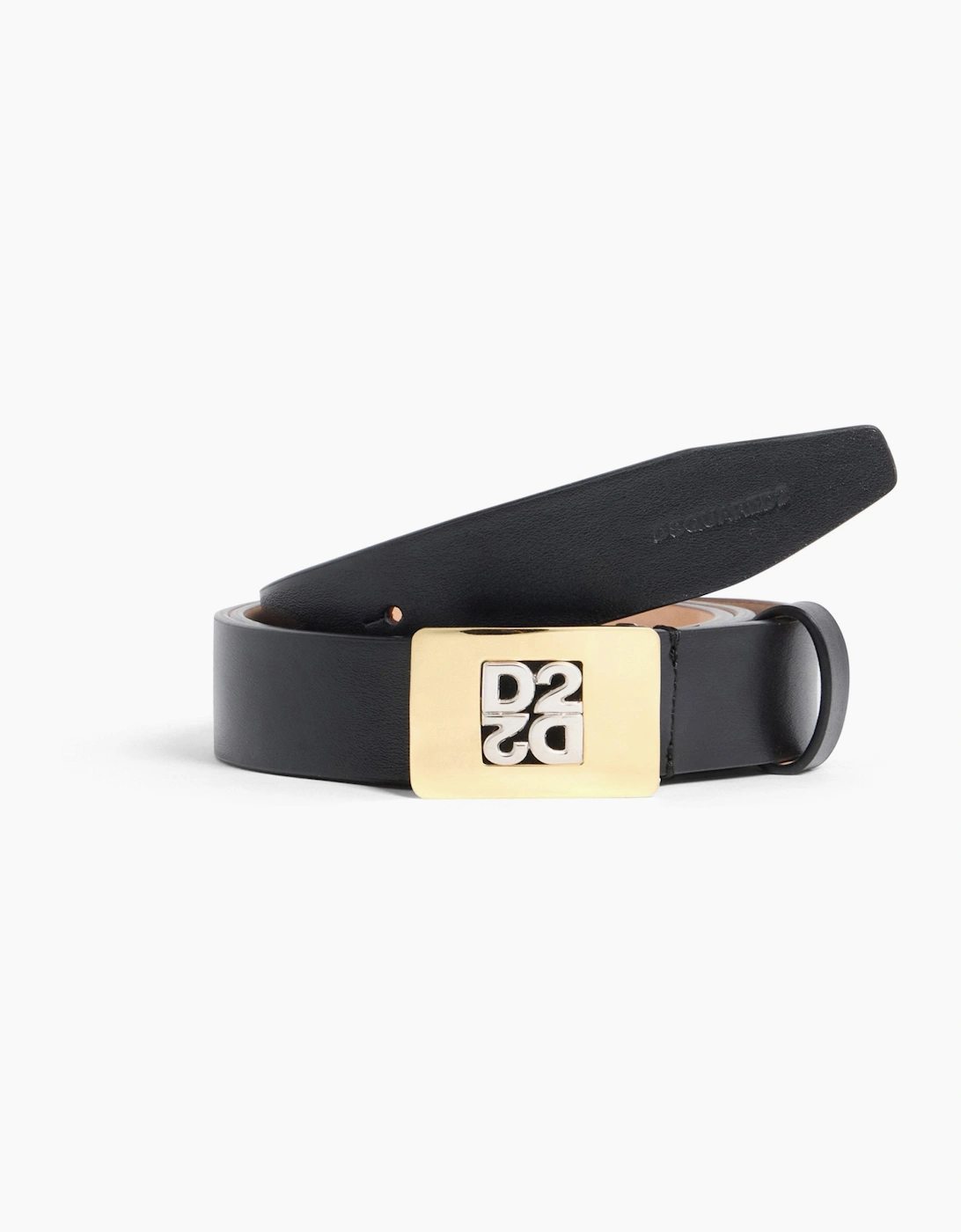 Dsquared2 Men's D2 Upside Down Plaque Belt - Black - Size: 105