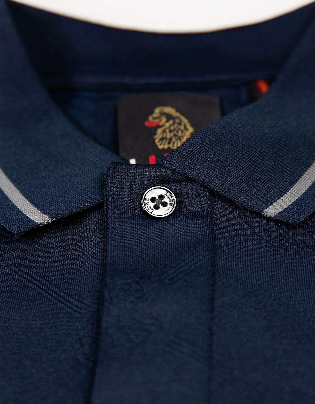 LUKE1977 Saxon textured Polo Shirt - Navy Blue