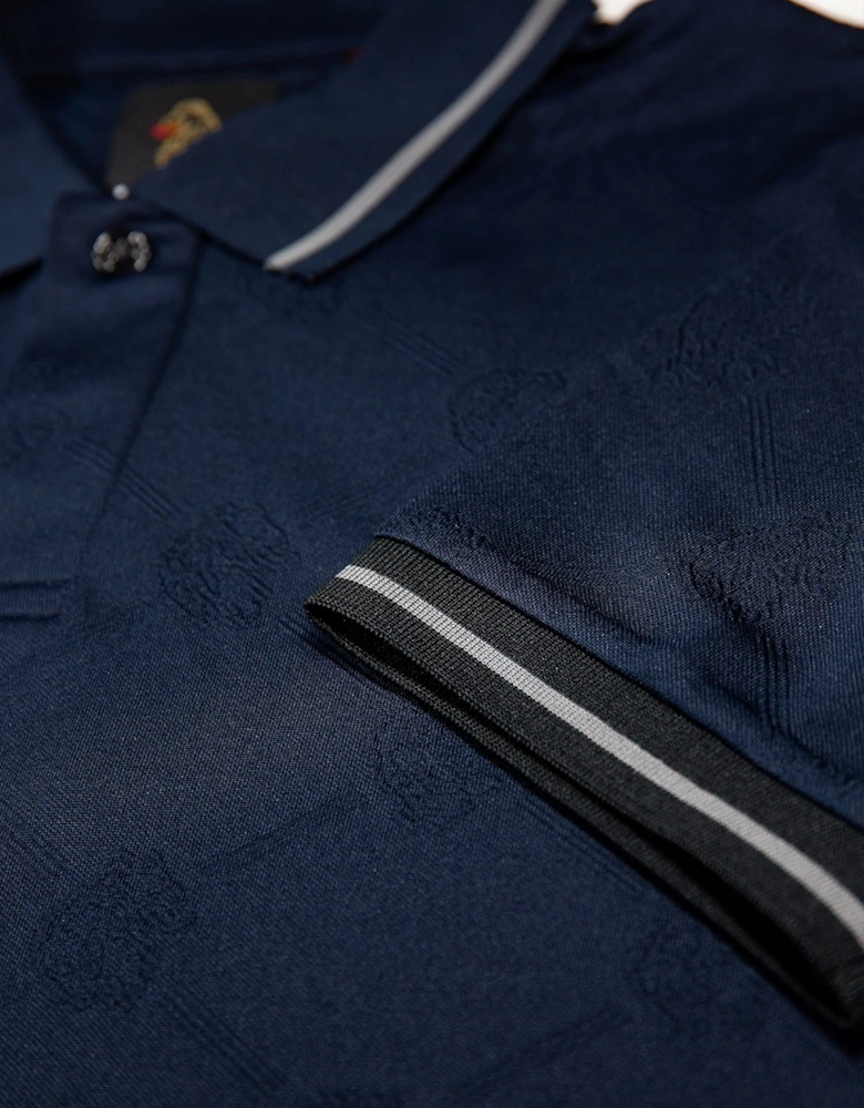 LUKE1977 Saxon textured Polo Shirt - Navy Blue