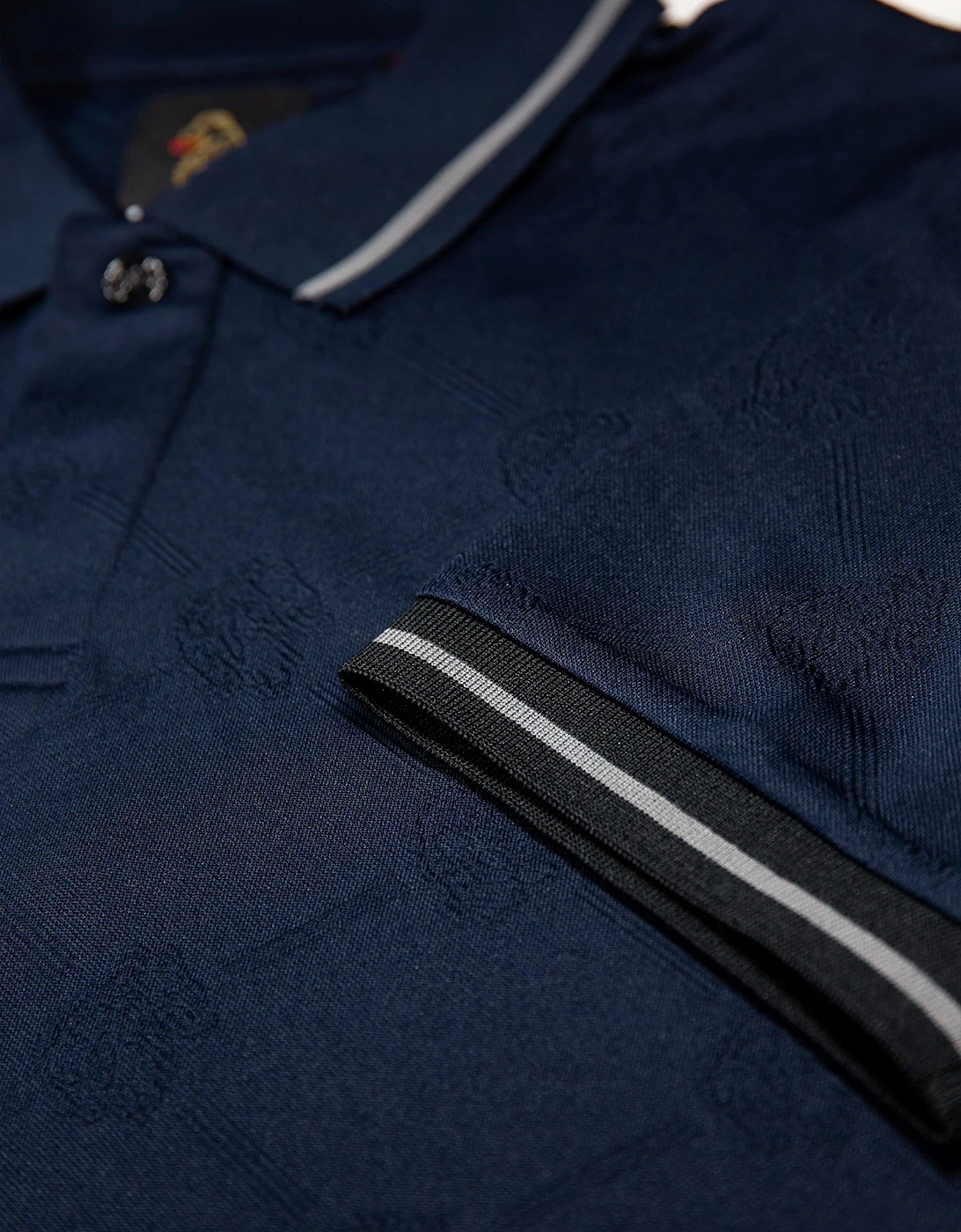 LUKE1977 Saxon textured Polo Shirt - Navy Blue