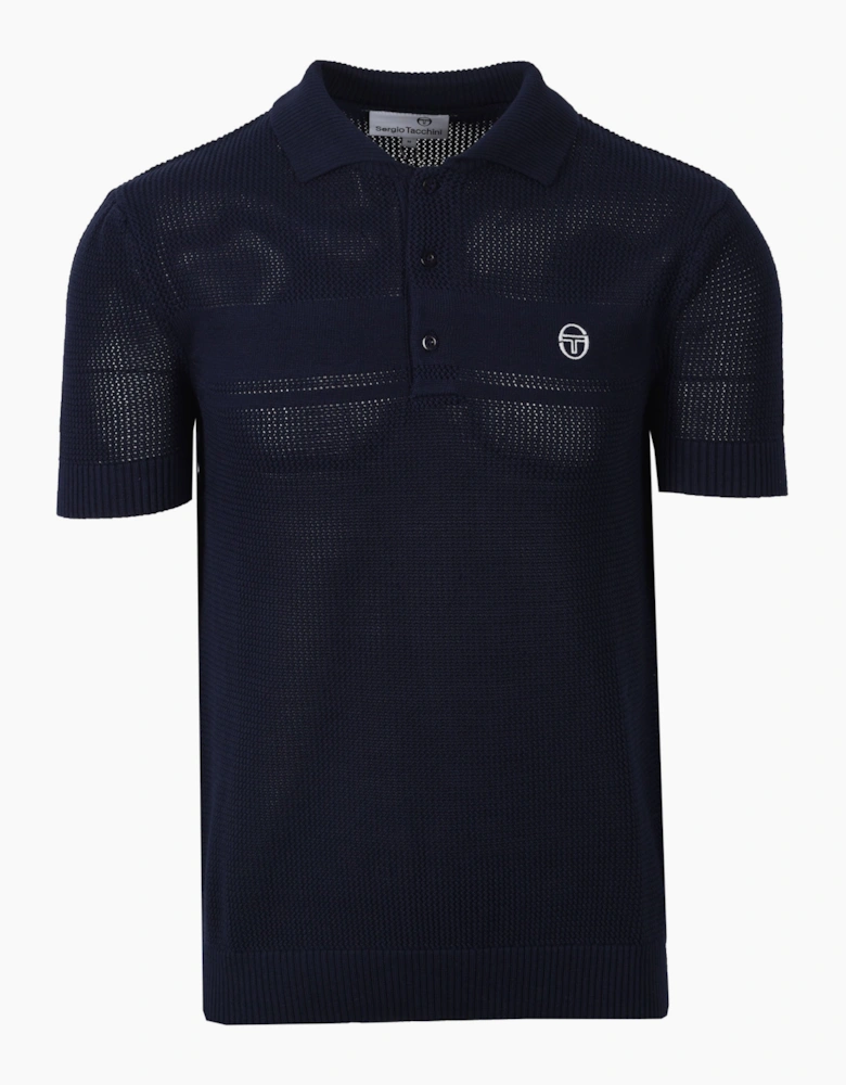 SABINO KNITTED POLO SHIRT MARITIME BLUE