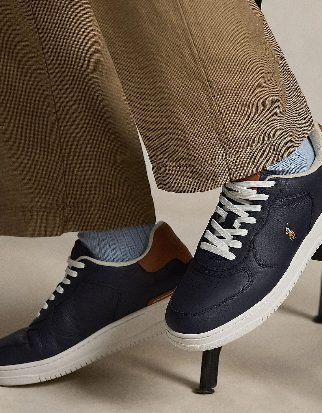 MASTERS CRT Mens Court Trainers Navy/Tan