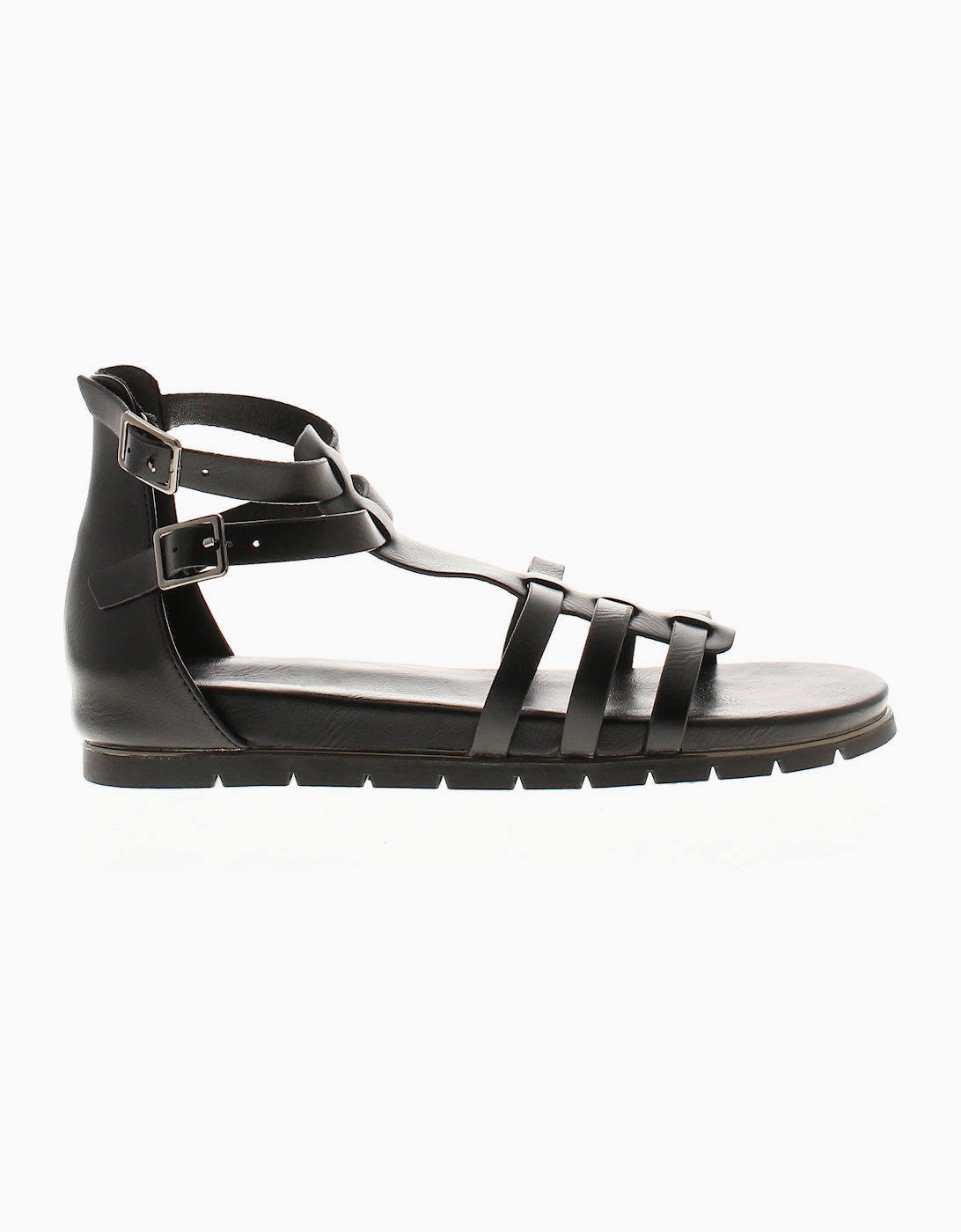 Womens Gladiator Sandals Strappy Valentina Buckle black UK Size