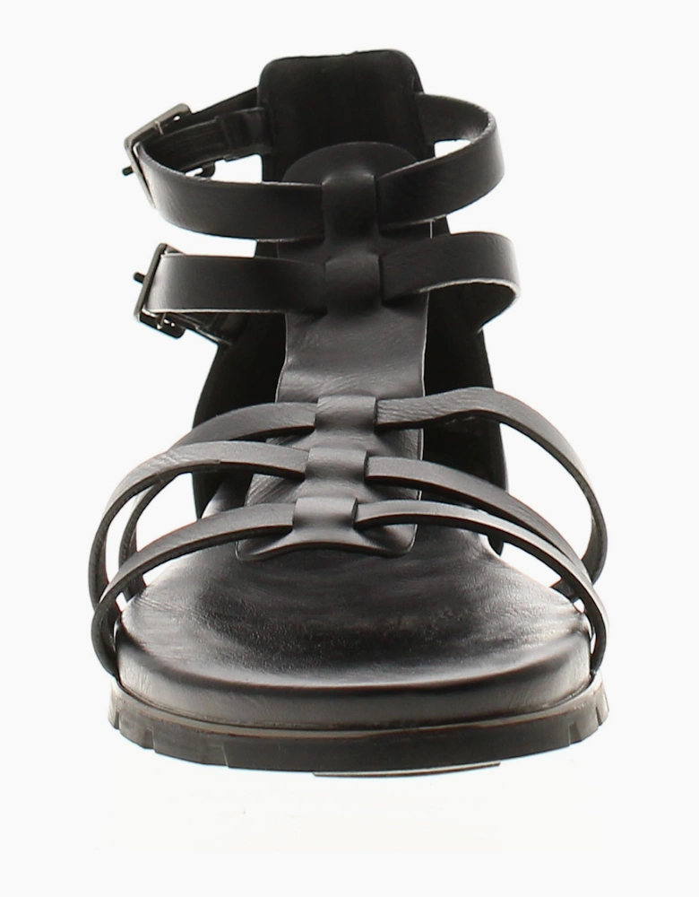 Womens Gladiator Sandals Strappy Valentina Buckle black UK Size
