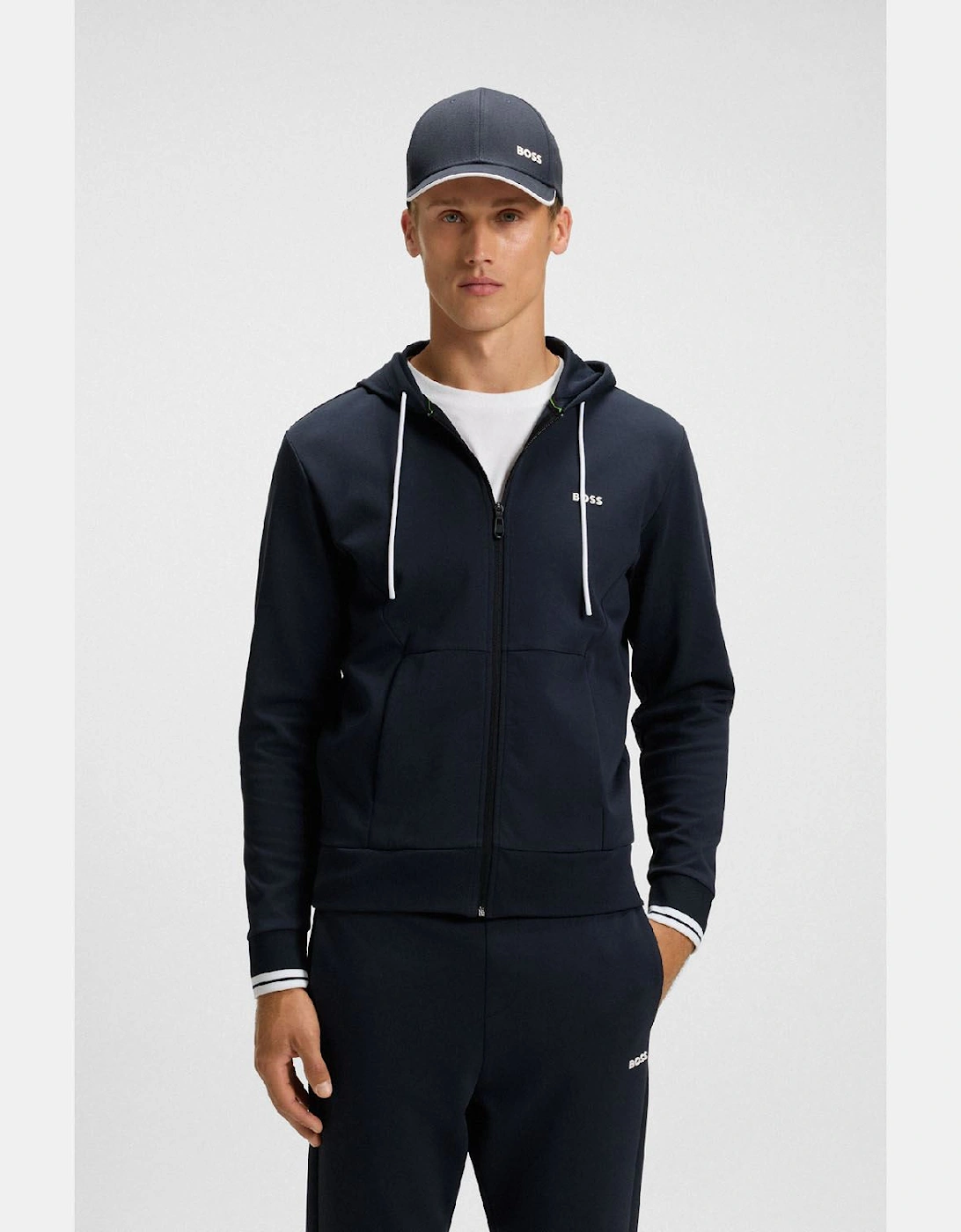 Zone Stripe Detail Zip Up Hoodie