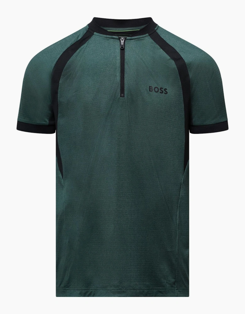 Zip-Neck Mesh Polo Shirt