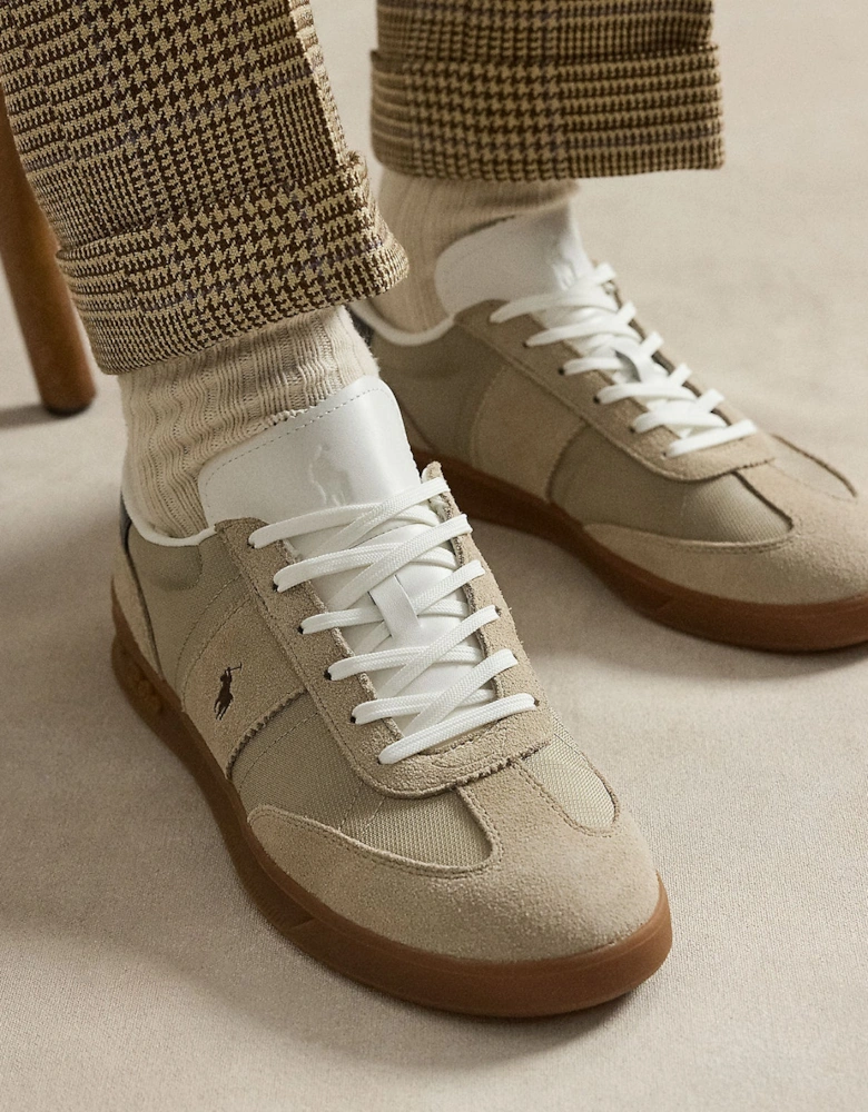 HRT AERA PP Mens Court Trainers Milkshake/Dark Brown