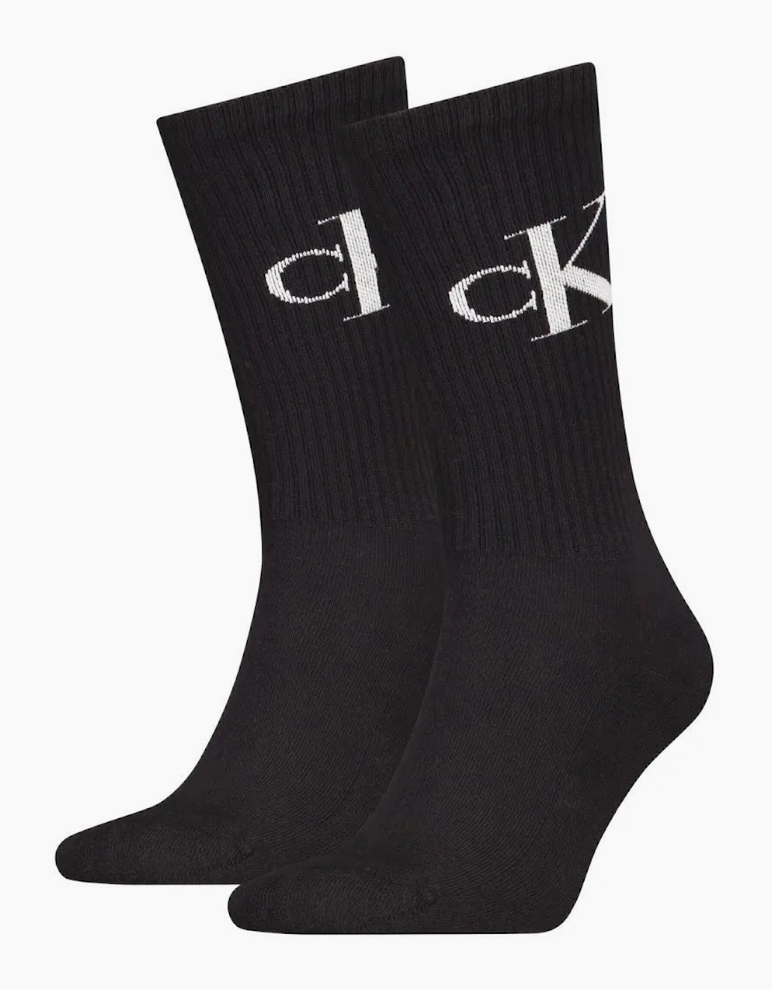 2-Pack CK Jeans Logo Sports Socks, Black