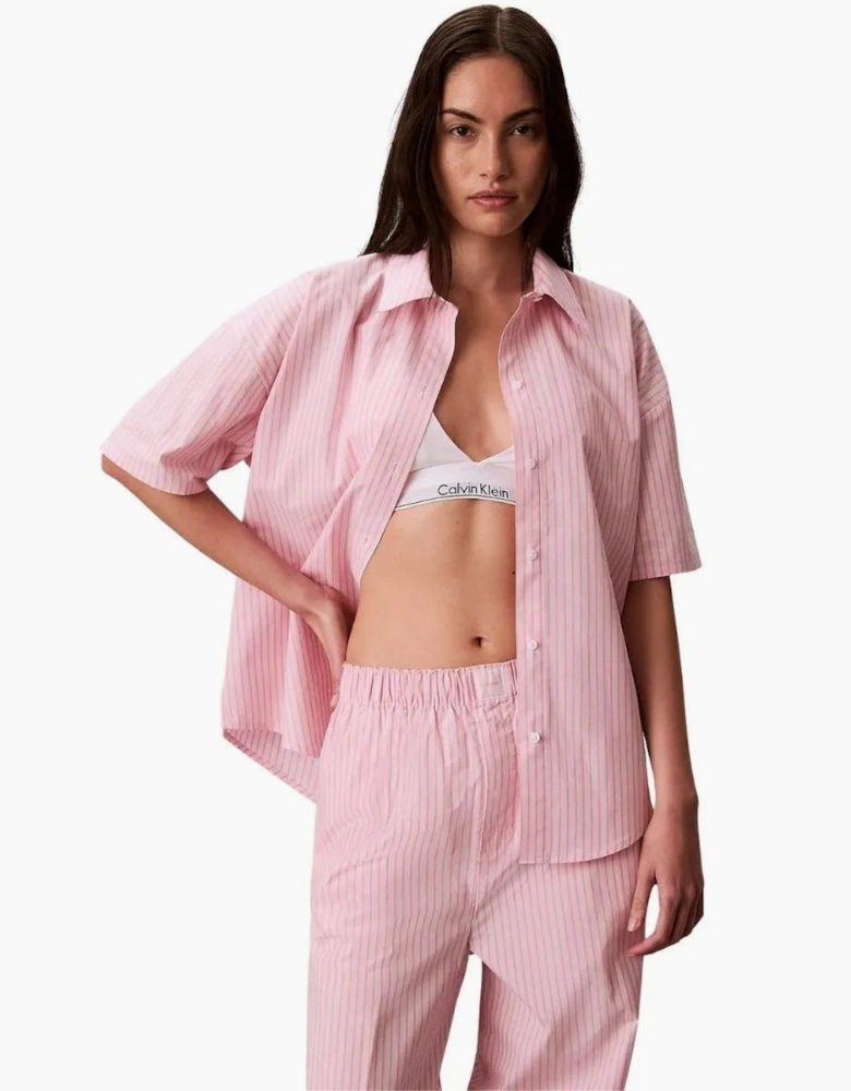 Cotton Poplin Sera Stripe Pyjama Set, Cradle Pink