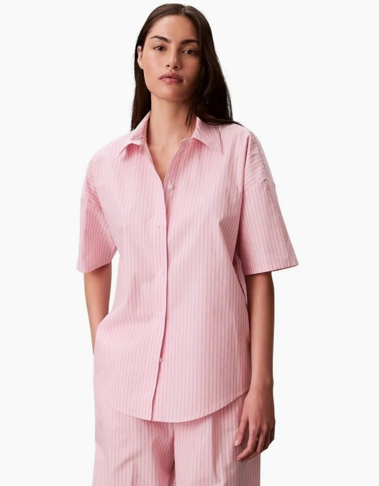 Cotton Poplin Sera Stripe Pyjama Set, Cradle Pink