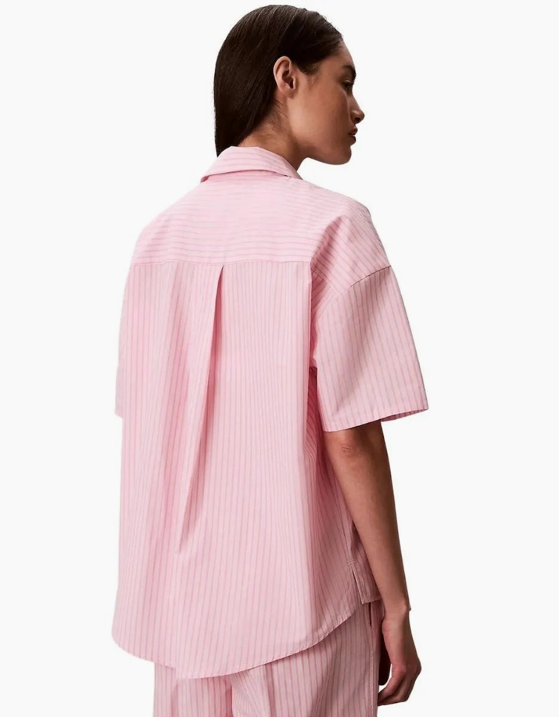 Cotton Poplin Sera Stripe Pyjama Set, Cradle Pink