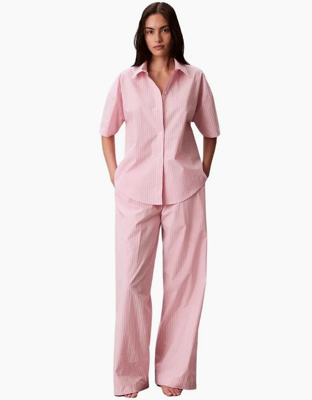 Cotton Poplin Sera Stripe Pyjama Set, Cradle Pink