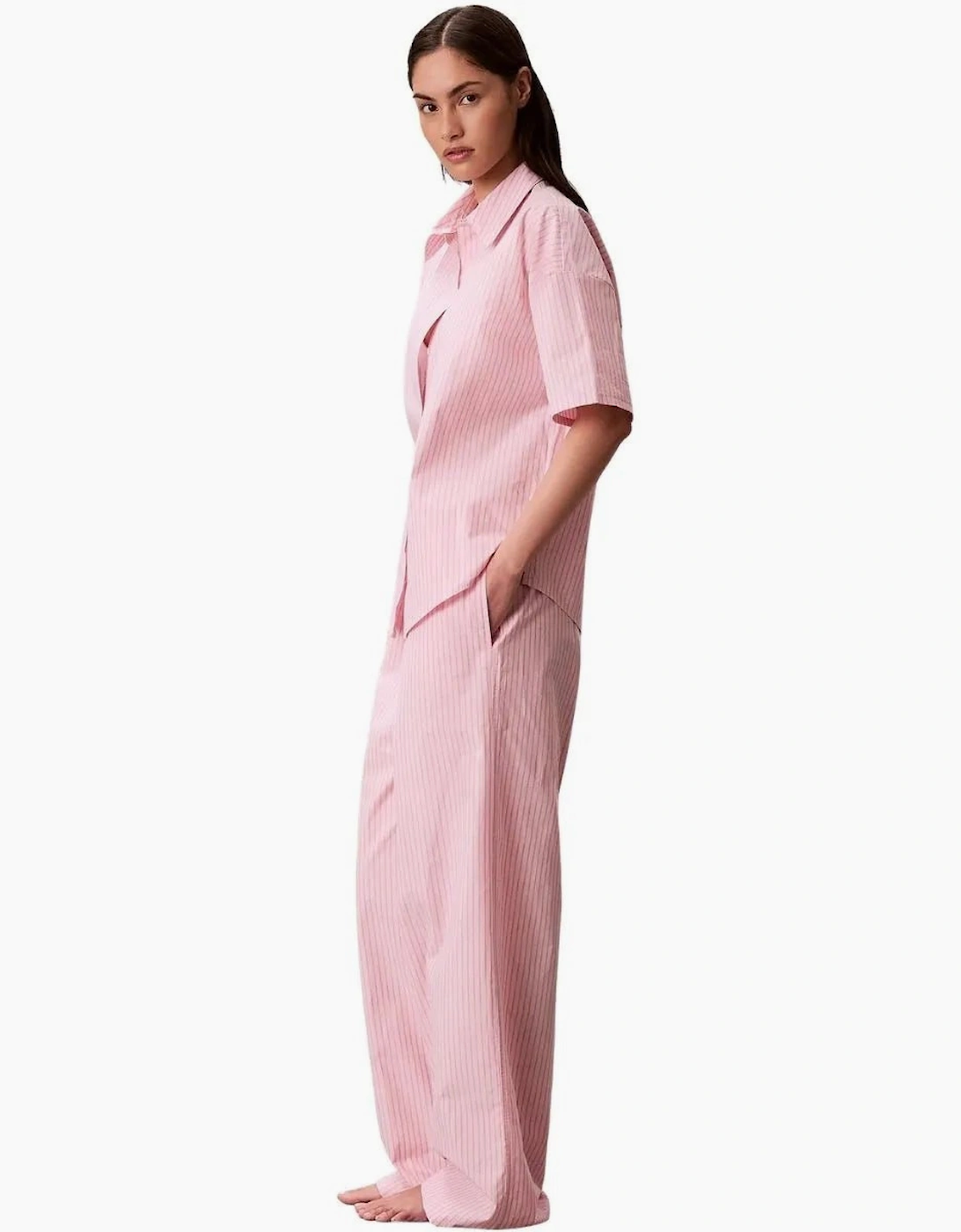 Cotton Poplin Sera Stripe Pyjama Set, Cradle Pink