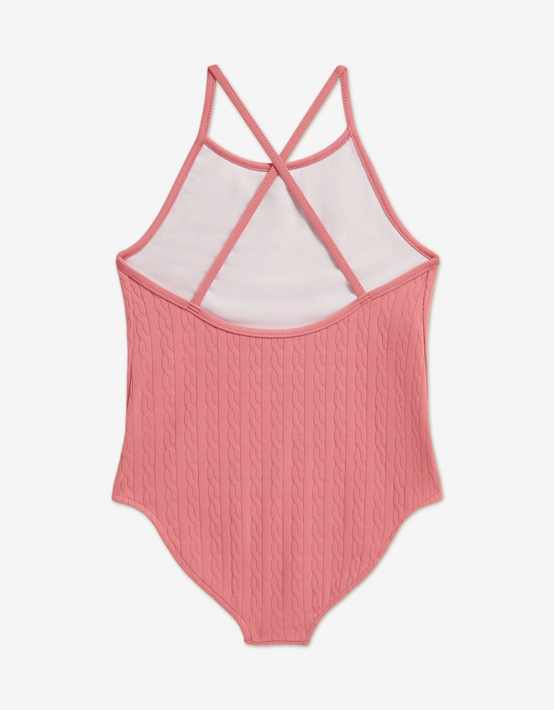 Girls Jacquard Swimsuit in Pink
