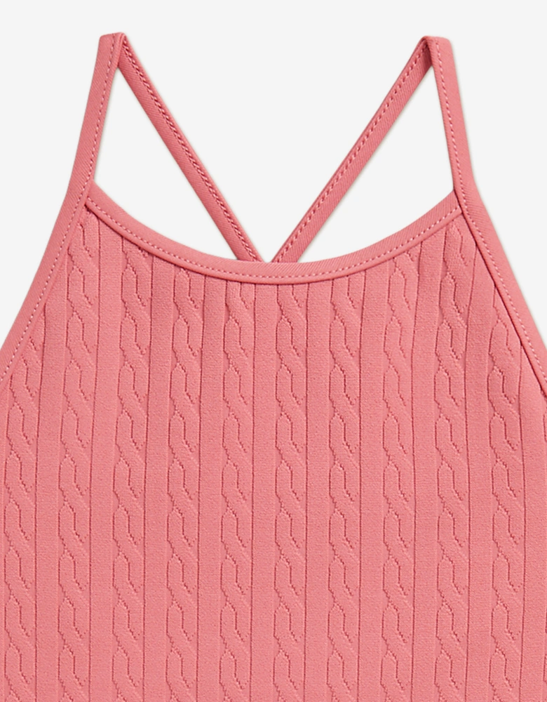 Girls Jacquard Swimsuit in Pink