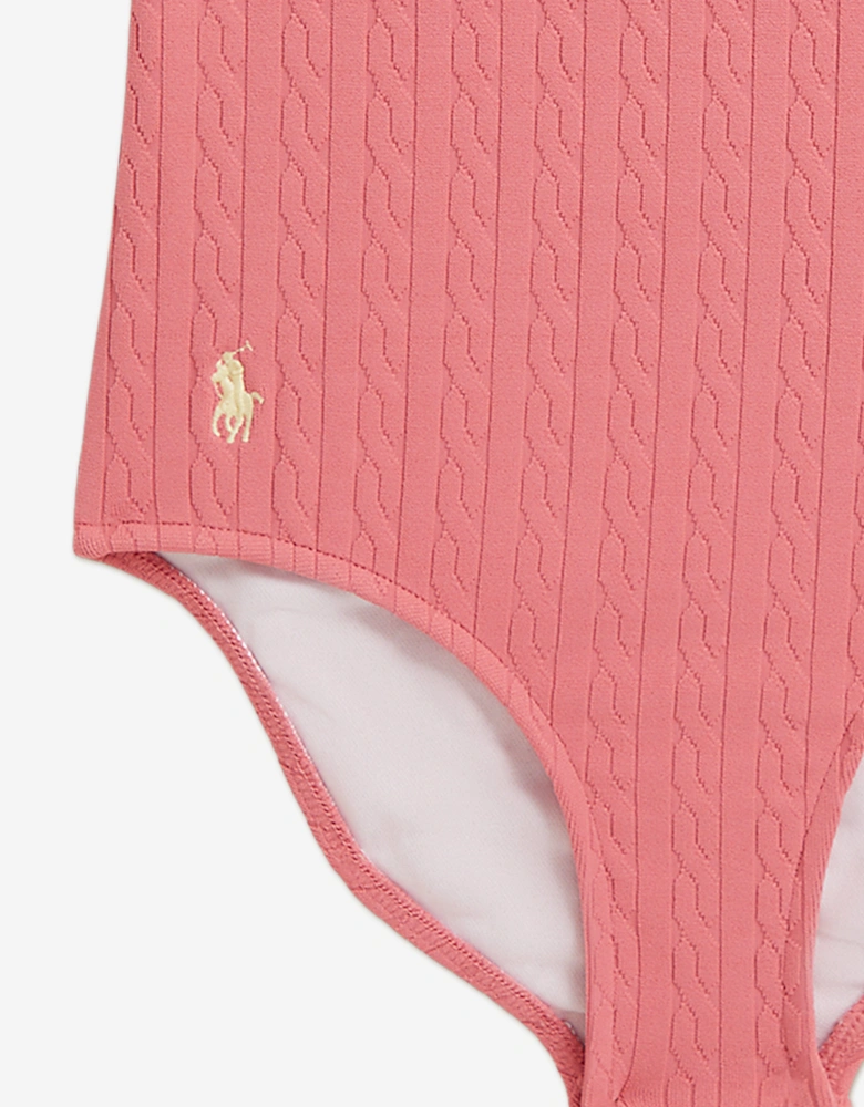Girls Jacquard Swimsuit in Pink