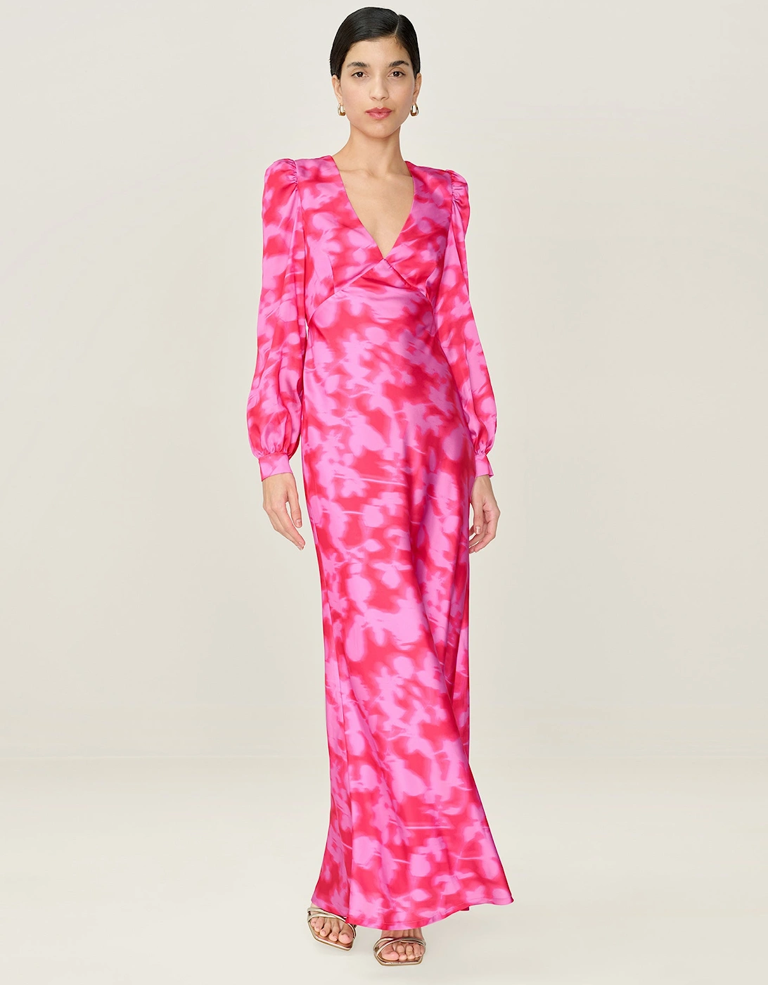 Francoise Dress in Magenta Blurred Floral