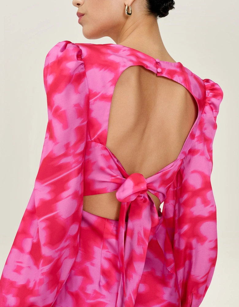 Francoise Dress in Magenta Blurred Floral