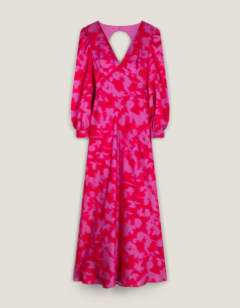 Francoise Dress in Magenta Blurred Floral