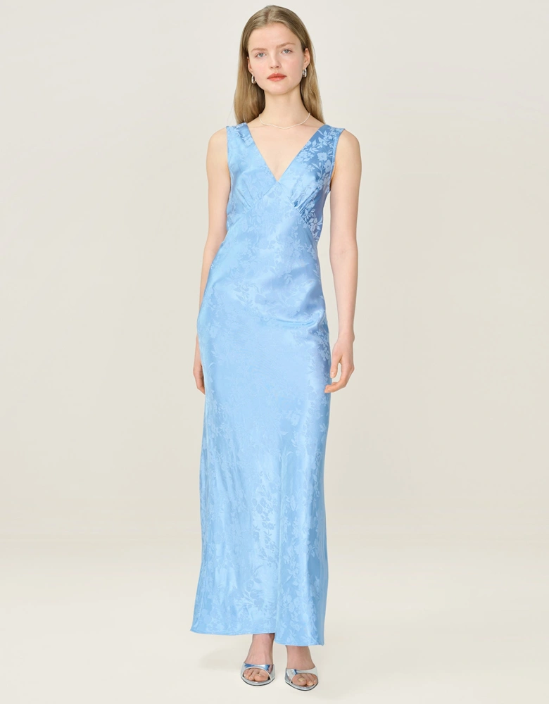 Iris Jacquard Dress in Vista Blue