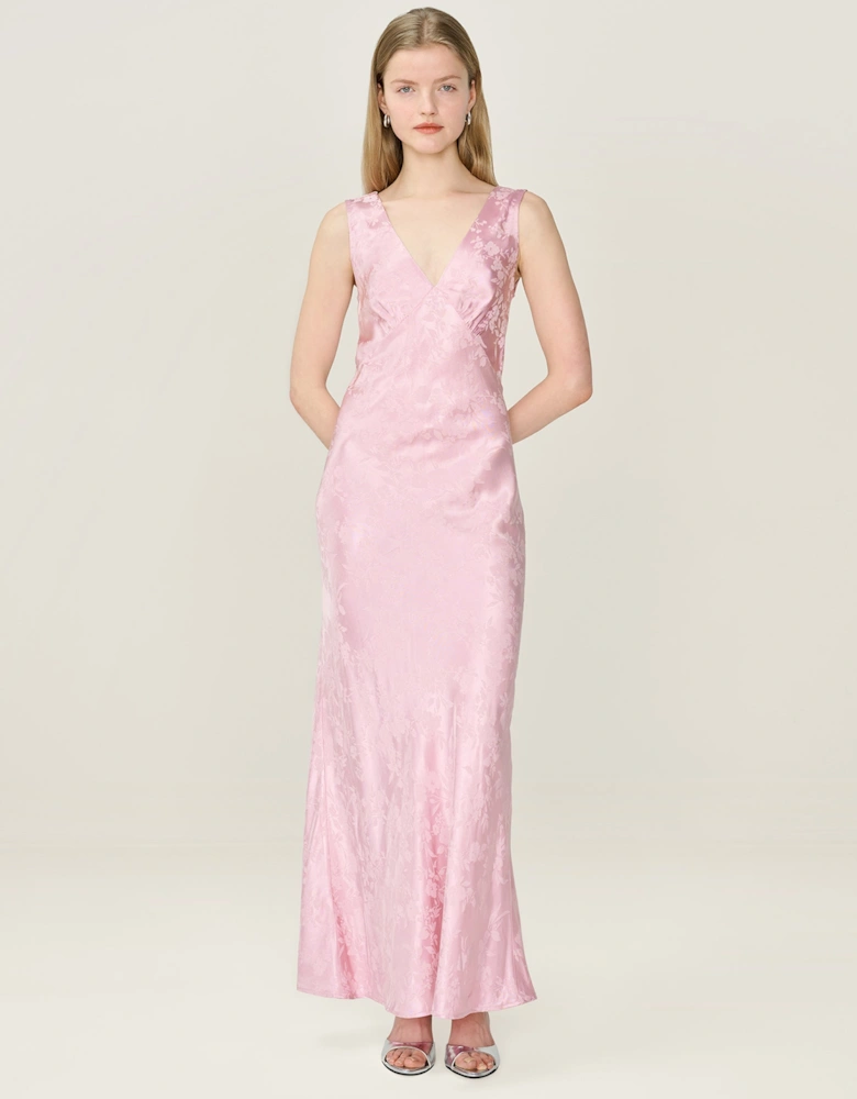 Iris Jacquard Dress in Bleached Mauve