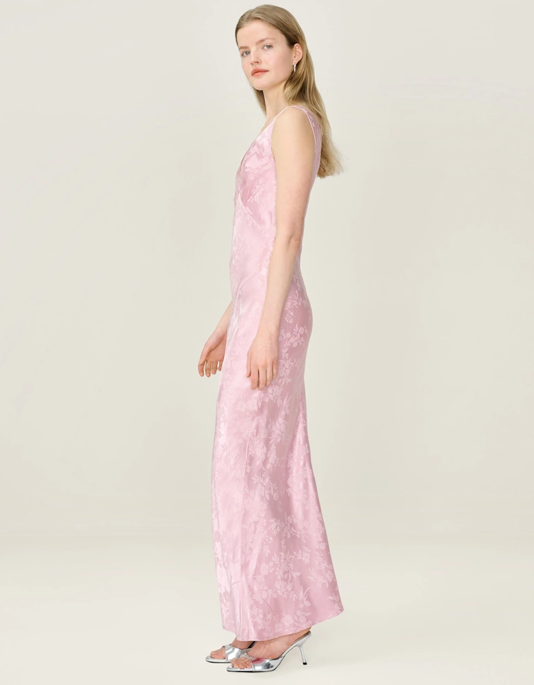 Iris Jacquard Dress in Bleached Mauve
