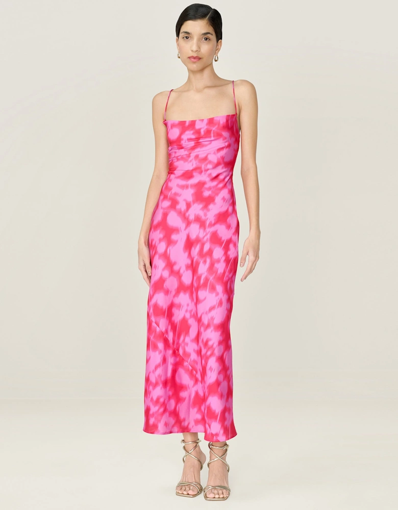 Riviera Dress in Blurred Floral Magenta